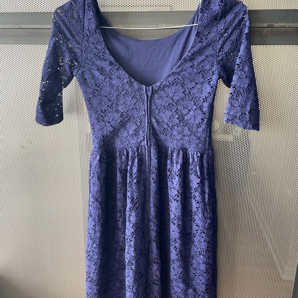 Blue Lace Skater Dress - Picture 2 of 3